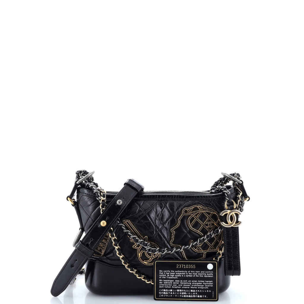 Gabrielle Hobo Embellished Quilted Aged Calfskin Small