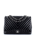 Classic Single Flap Bag Chevron Patent Maxi