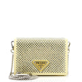 Flap Card Holder with Chain Satin with Crystals