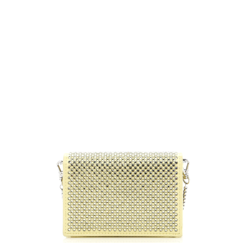 Flap Card Holder with Chain Satin with Crystals