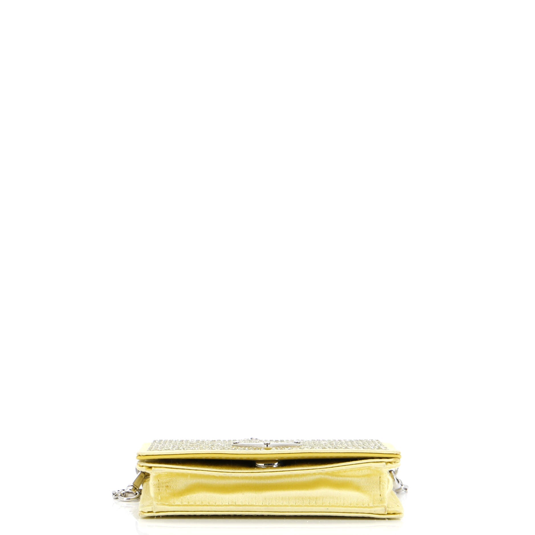 Flap Card Holder with Chain Satin with Crystals