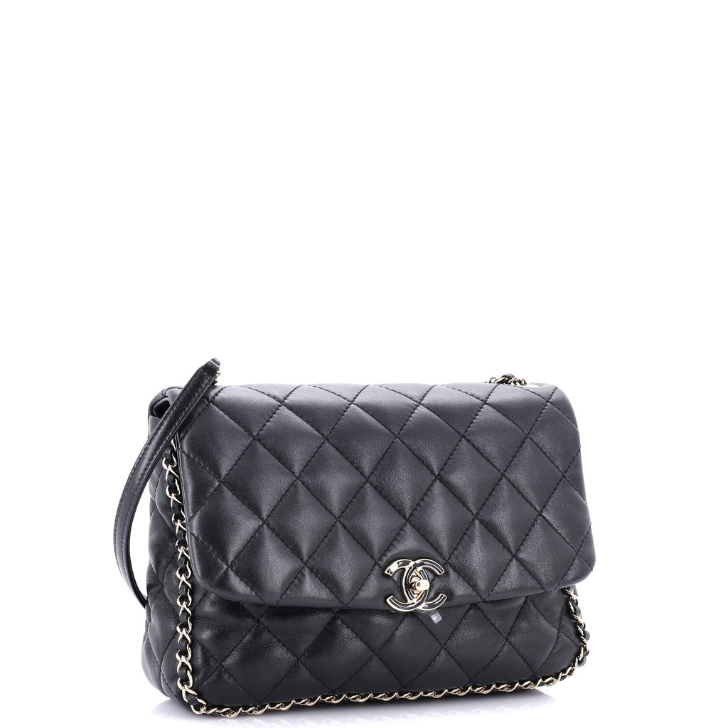 Chain Frame Enamel CC Flap Bag Quilted Lambskin Medium