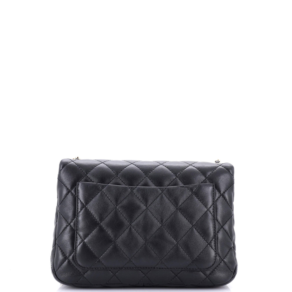 Chain Frame Enamel CC Flap Bag Quilted Lambskin Medium