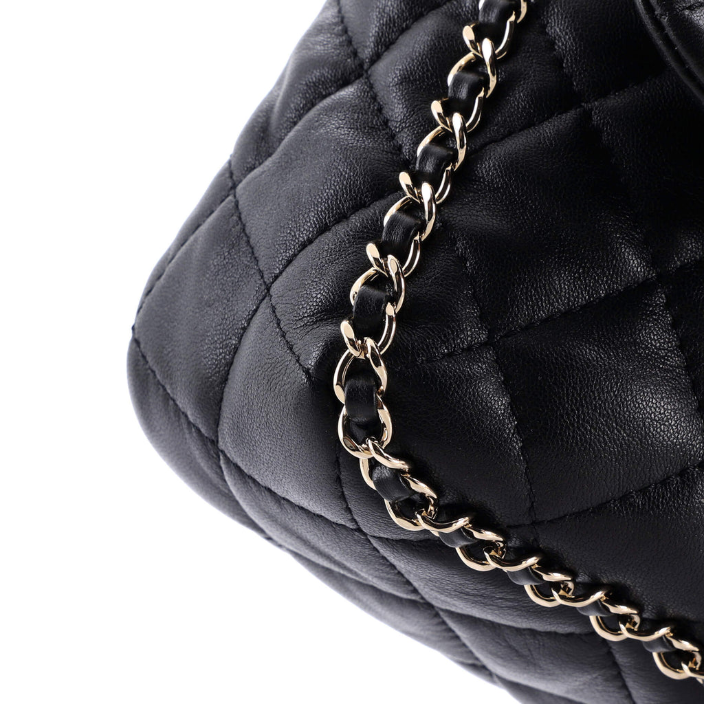 Chain Frame Enamel CC Flap Bag Quilted Lambskin Medium
