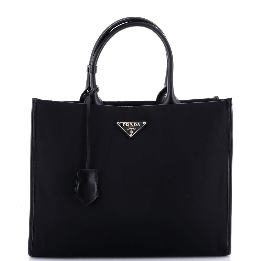 Padded Open Shopper Tote Tessuto and Leather Medium