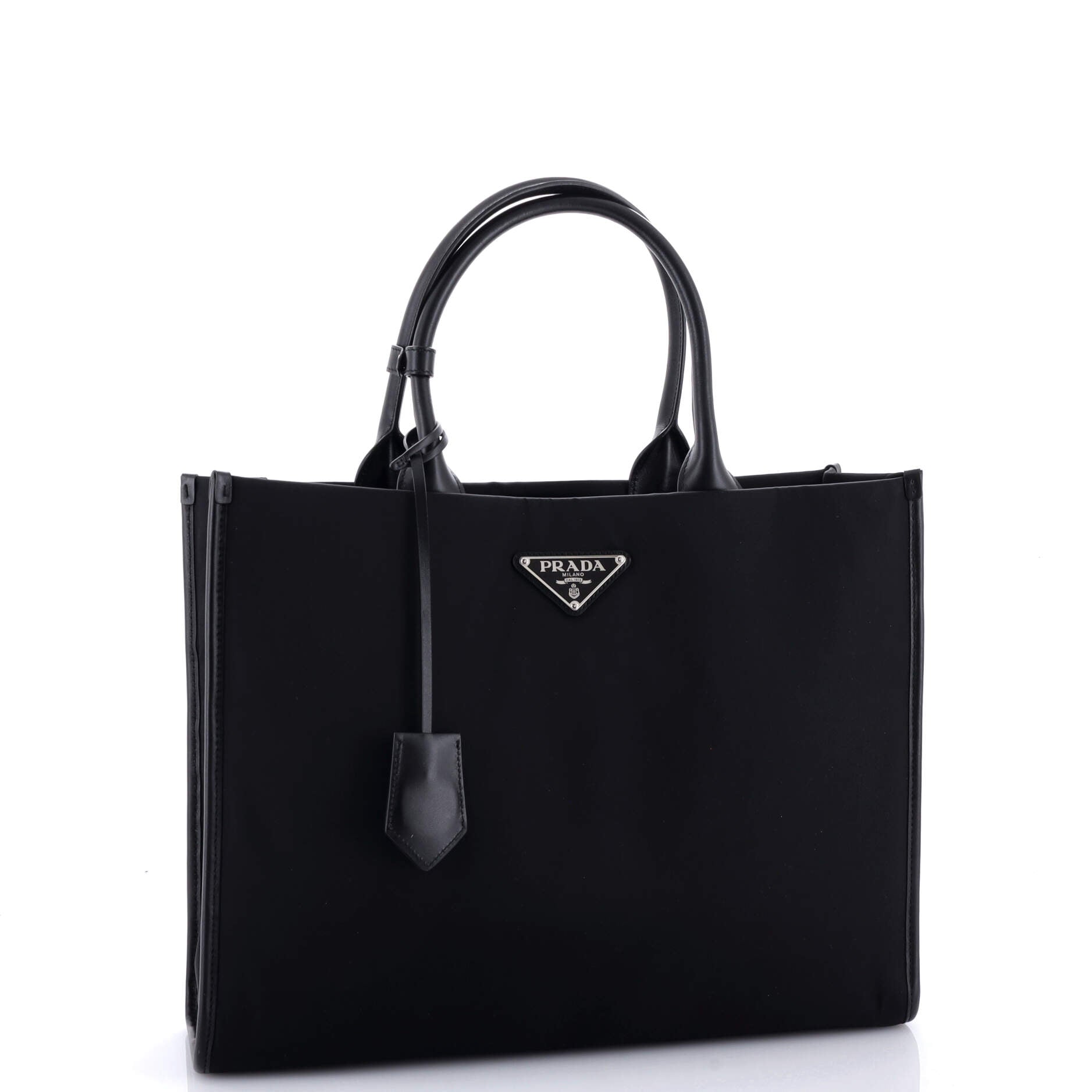 Padded Open Shopper Tote Tessuto and Leather Medium