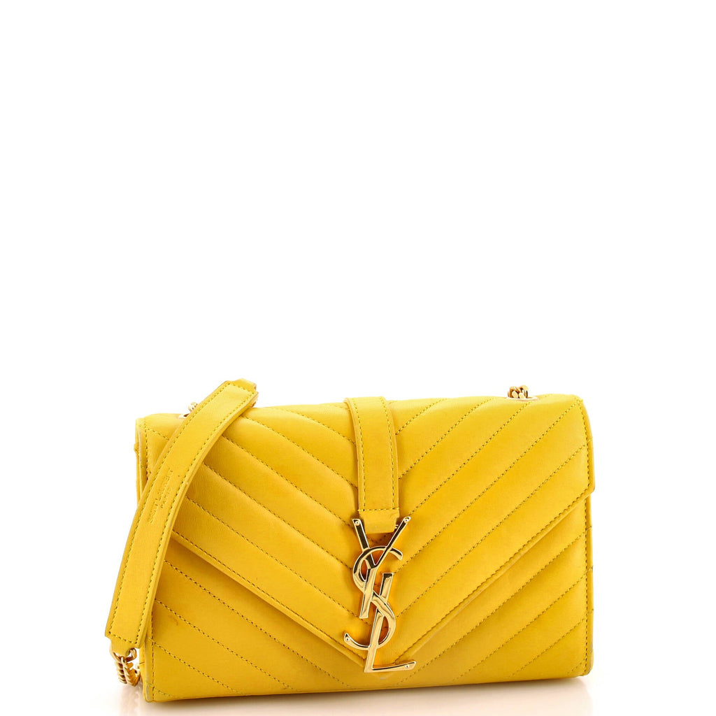 Classic Monogram Envelope Satchel Matelasse Chevron Leather Small
