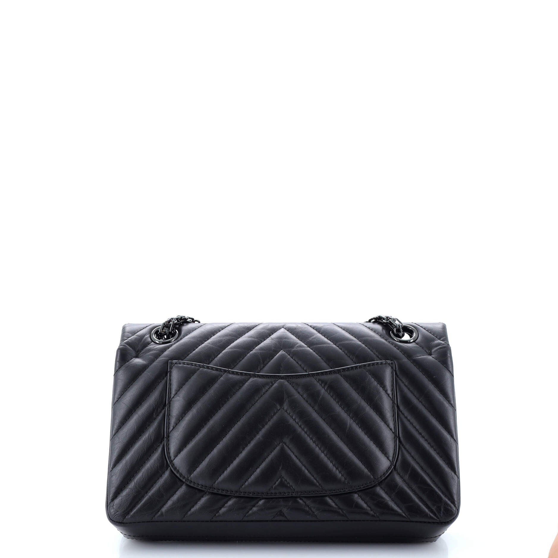 So Black Reissue 2.55 Flap Bag Chevron Aged Calfskin 225