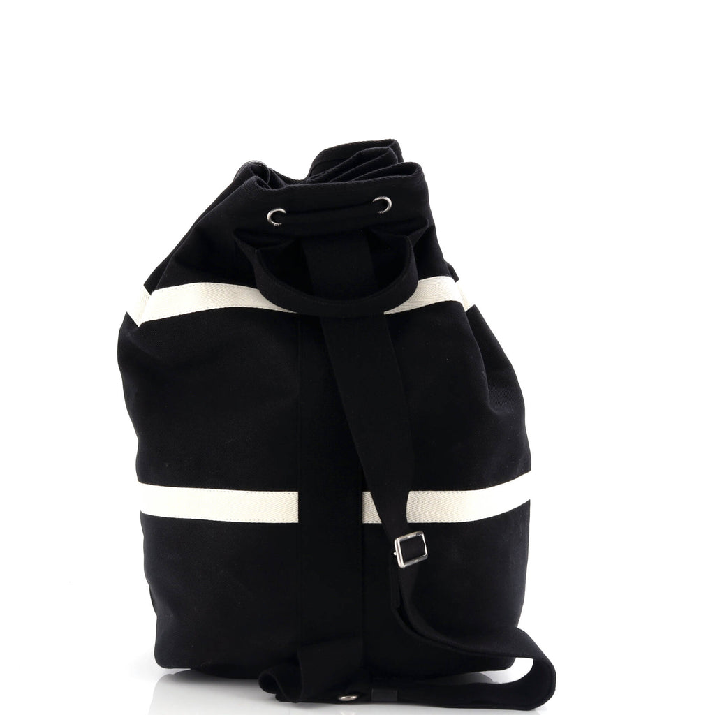 Rive Gauche Drawstring Sling Bag Embroidered Canvas