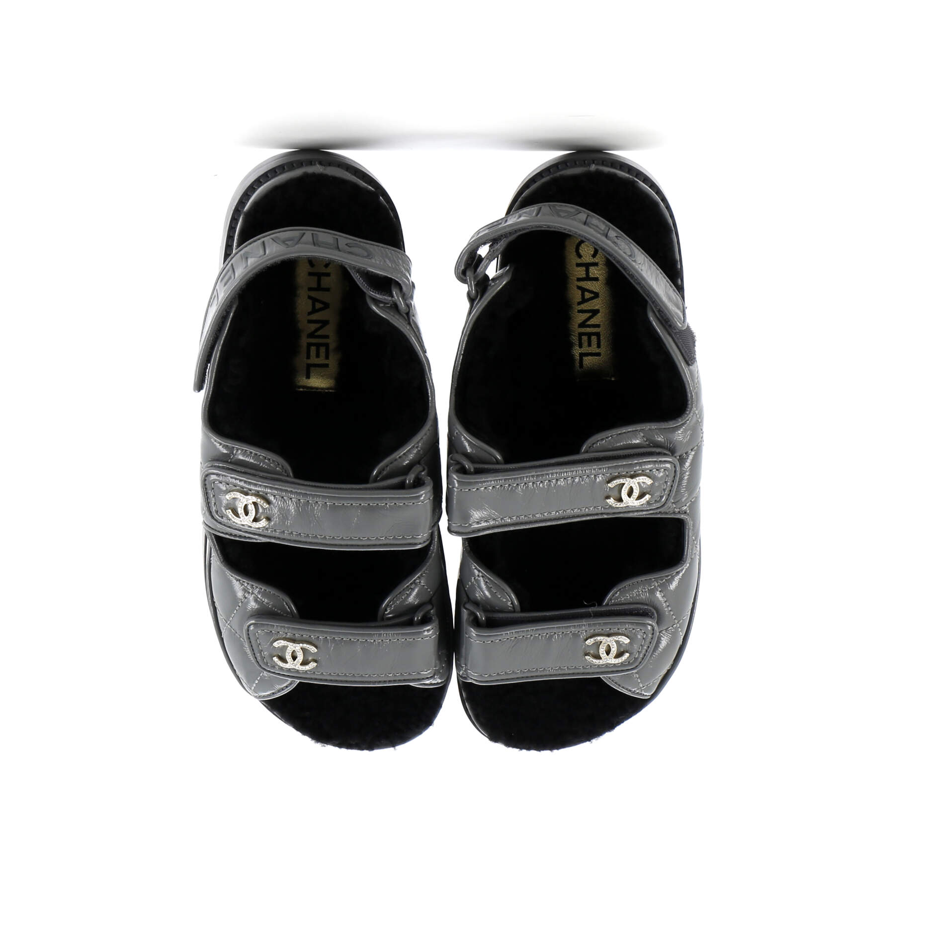 Women's Velcro Dad Sandals Leather and Shearling