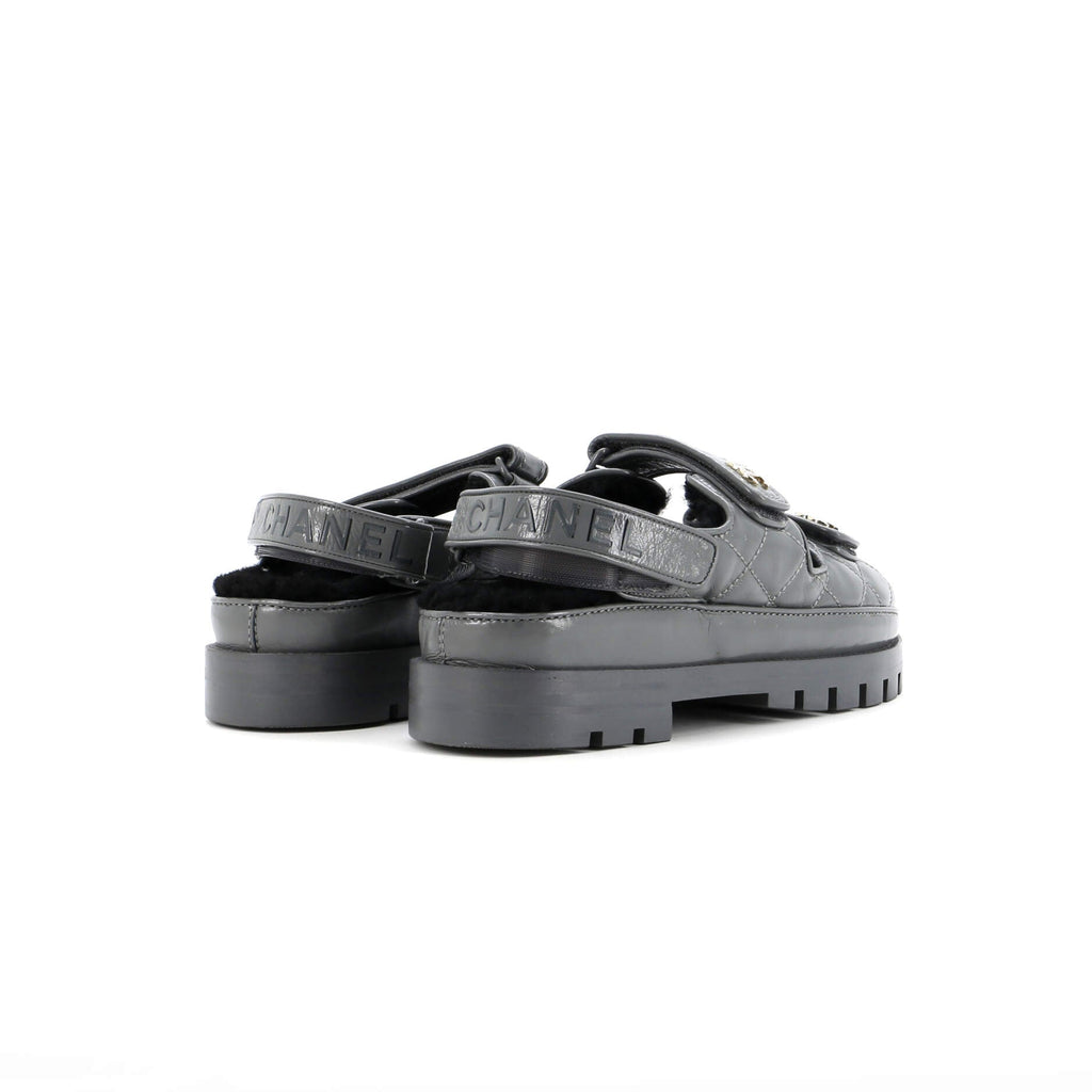Women's Velcro Dad Sandals Leather and Shearling