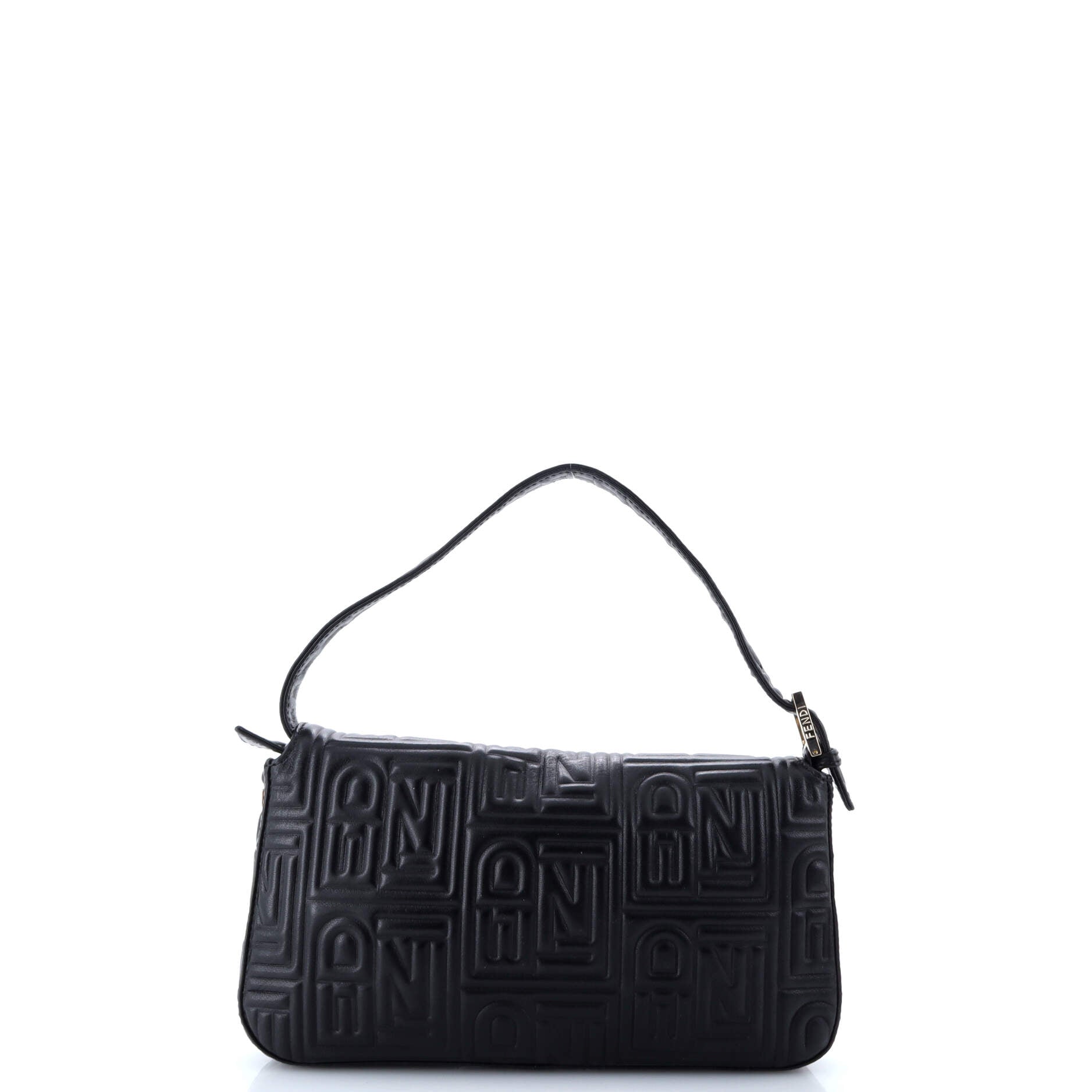Baguette Bag Logo Embossed Leather Small