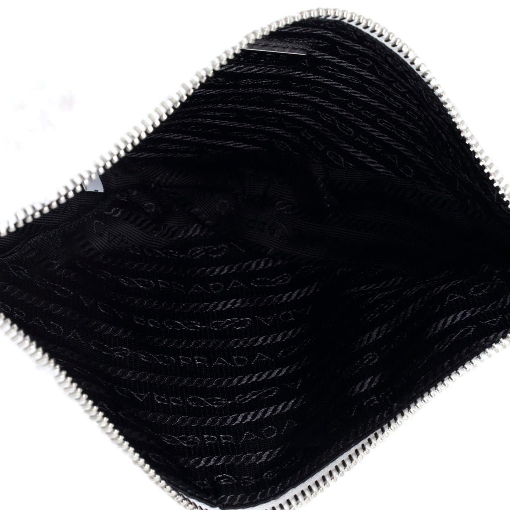 Triangle Logo Zip Crossbody Bag Terry Cloth Small