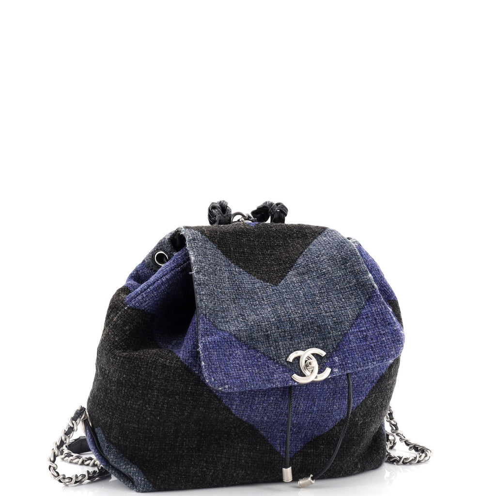 Braided With Style Drawstring Backpack Chevron Canvas Medium