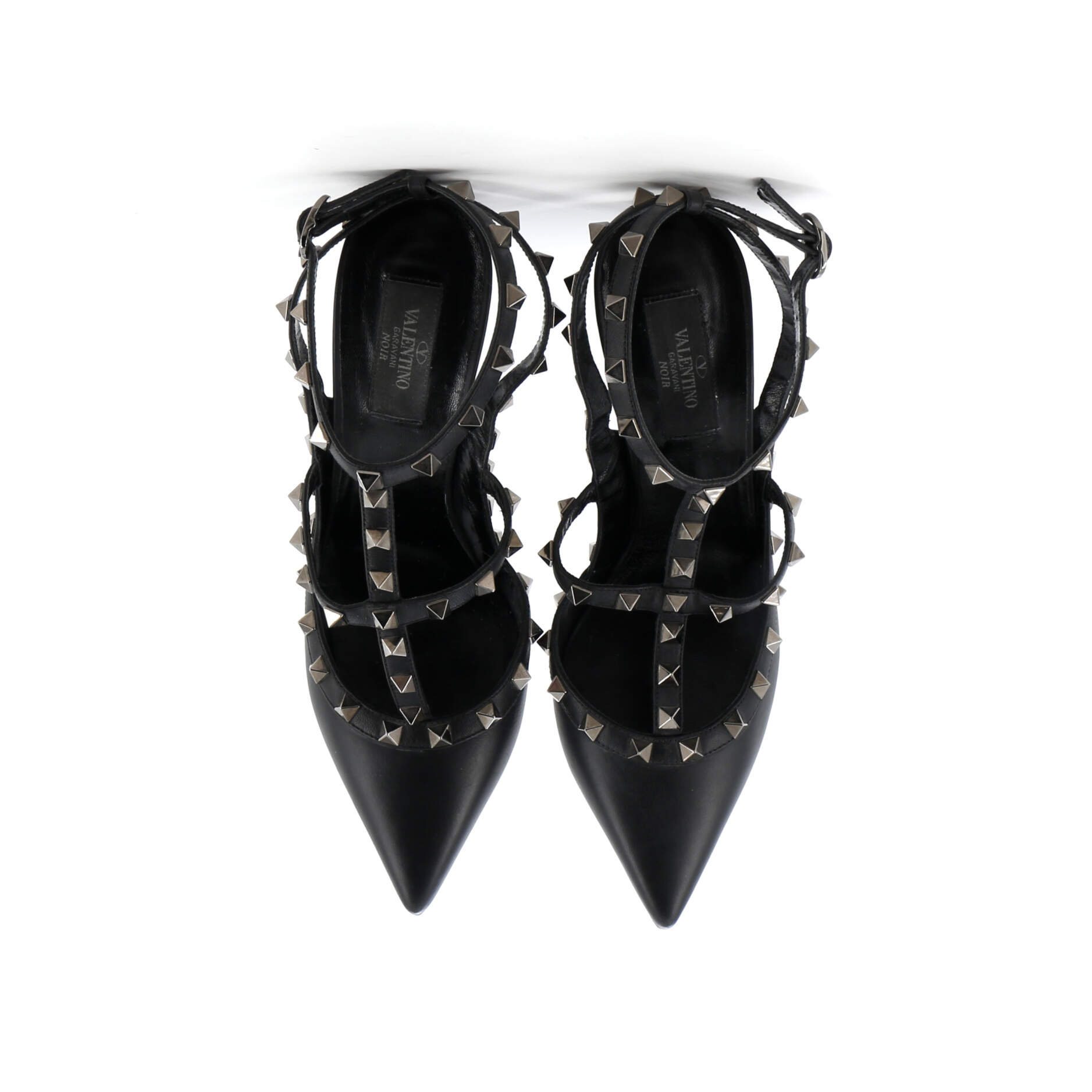 Women's Rockstud Ankle Strap Pumps Leather 100