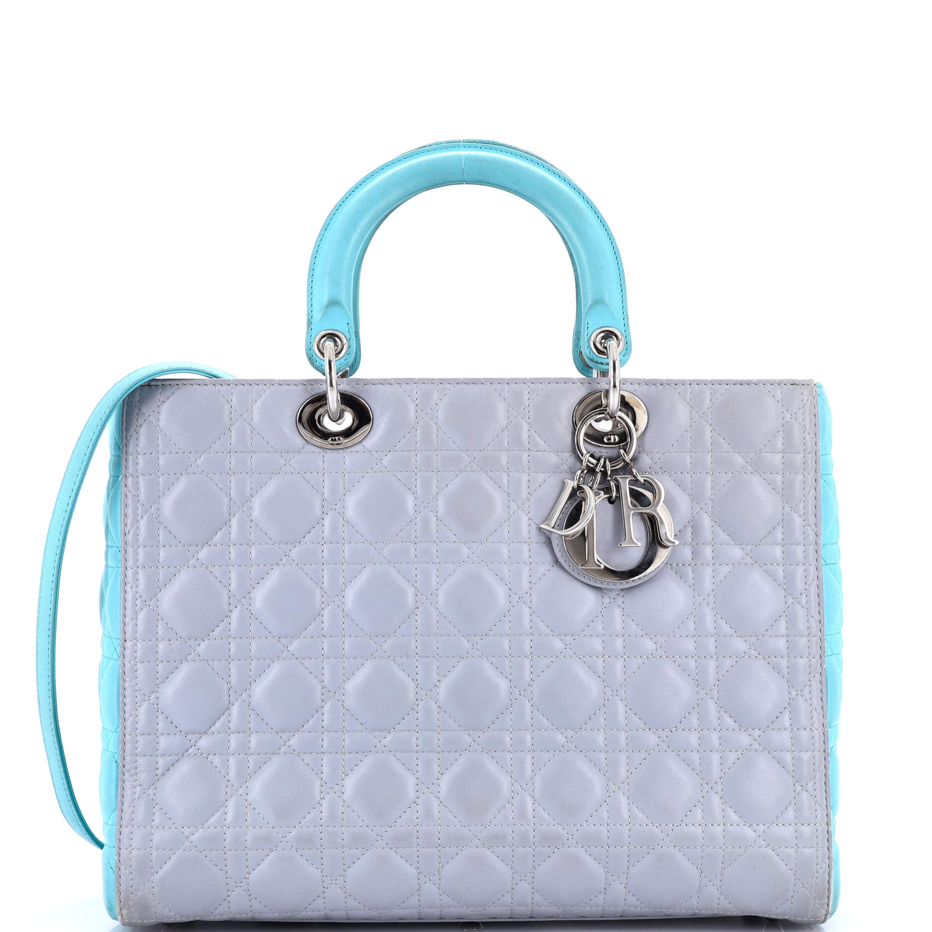 Bicolor Lady Dior Bag Cannage Quilt Lambskin Large