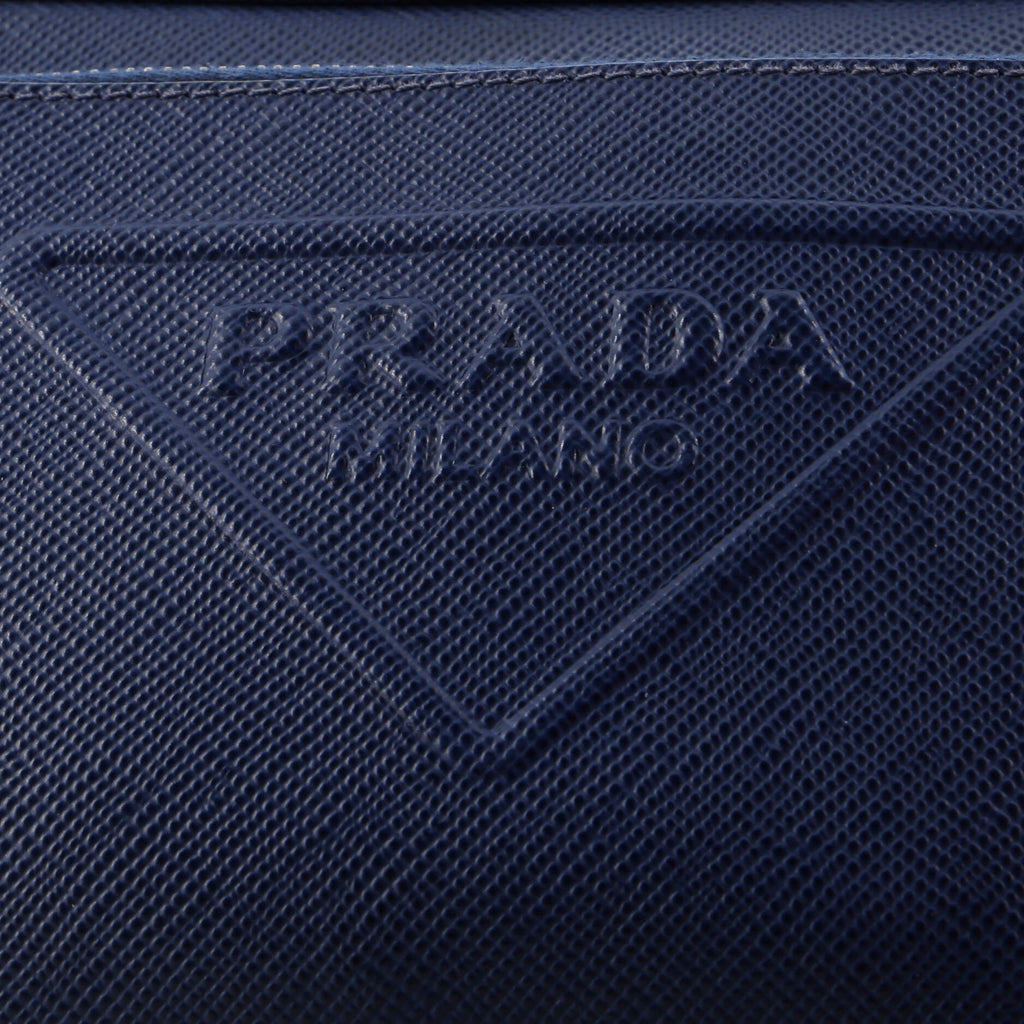 Triangle Logo Messenger Bag Embossed Saffiano Leather Small