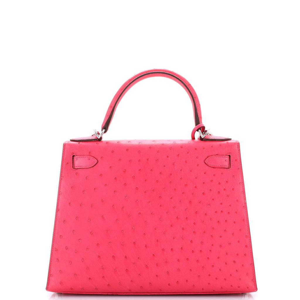 Kelly Handbag Rose Tyrien Ostrich with Palladium Hardware 28