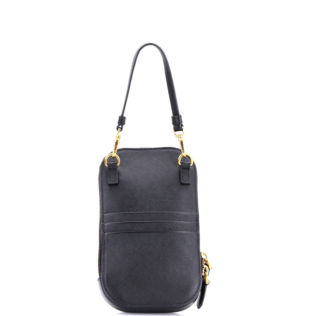 Zip Phone Holder Crossbody Bag Saffiano Leather