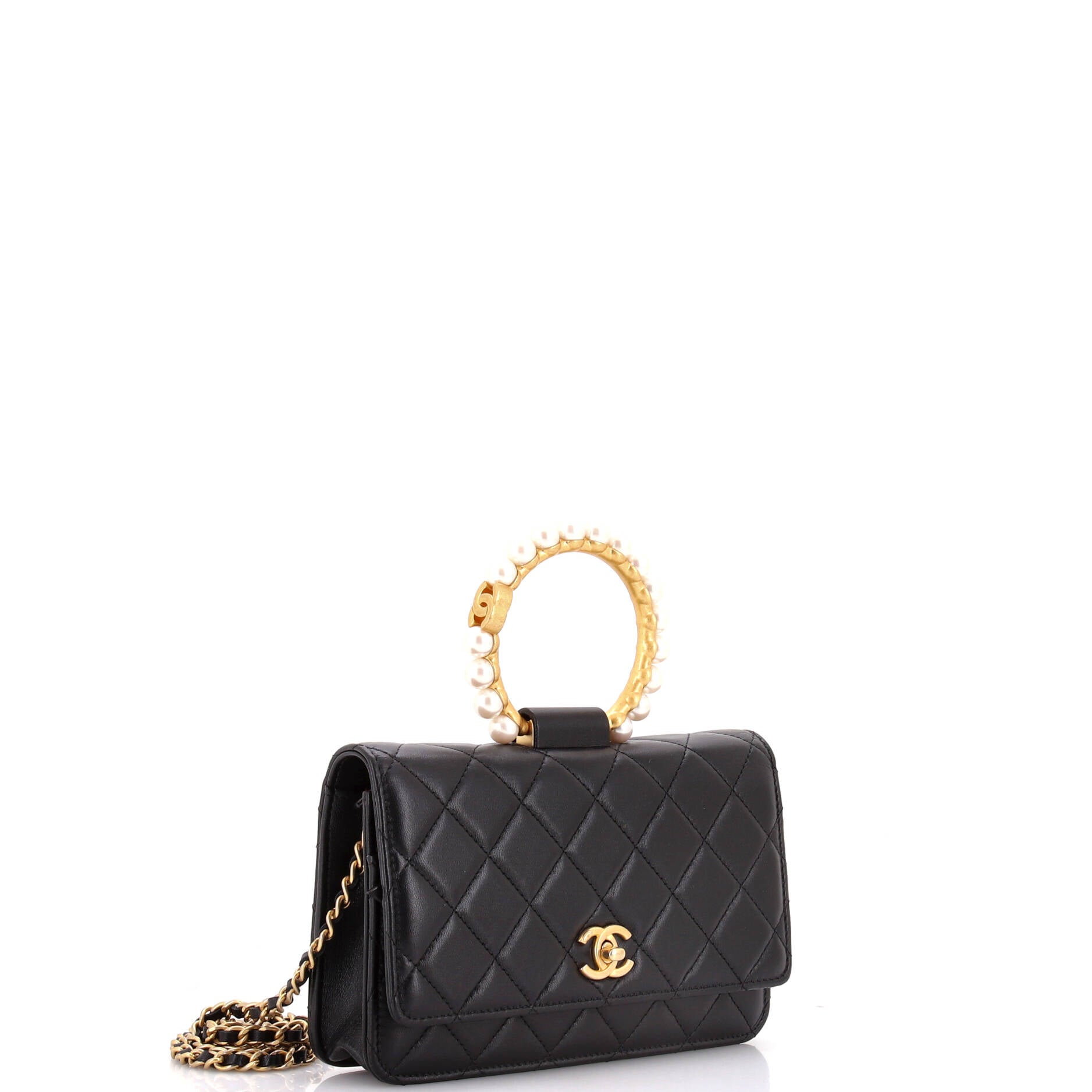 Pearl Crown Wallet on Chain Quilted Lambskin