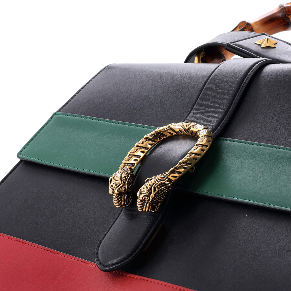 Dionysus Bamboo Top Handle Bag Colorblock Leather Large
