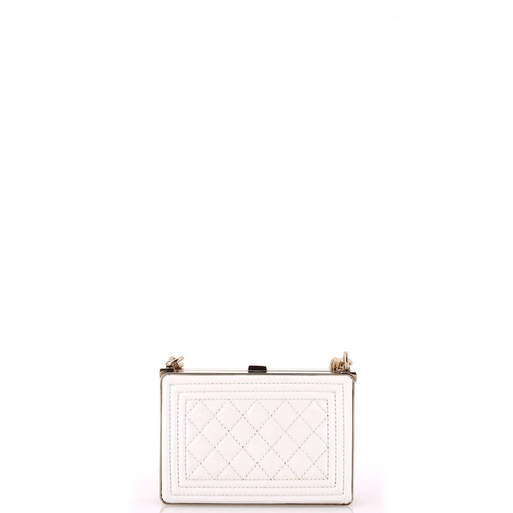 Boy Chain Box Minaudiere Quilted Patent