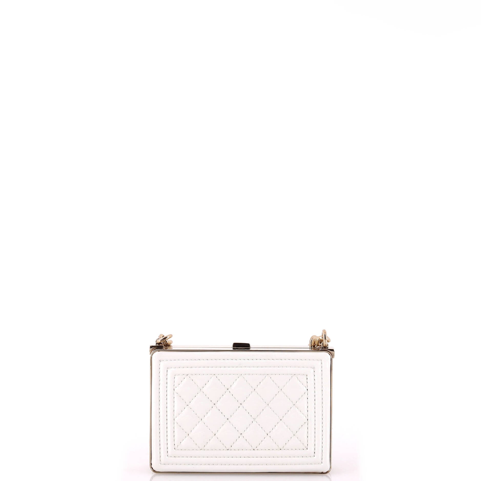 Boy Chain Box Minaudiere Quilted Patent