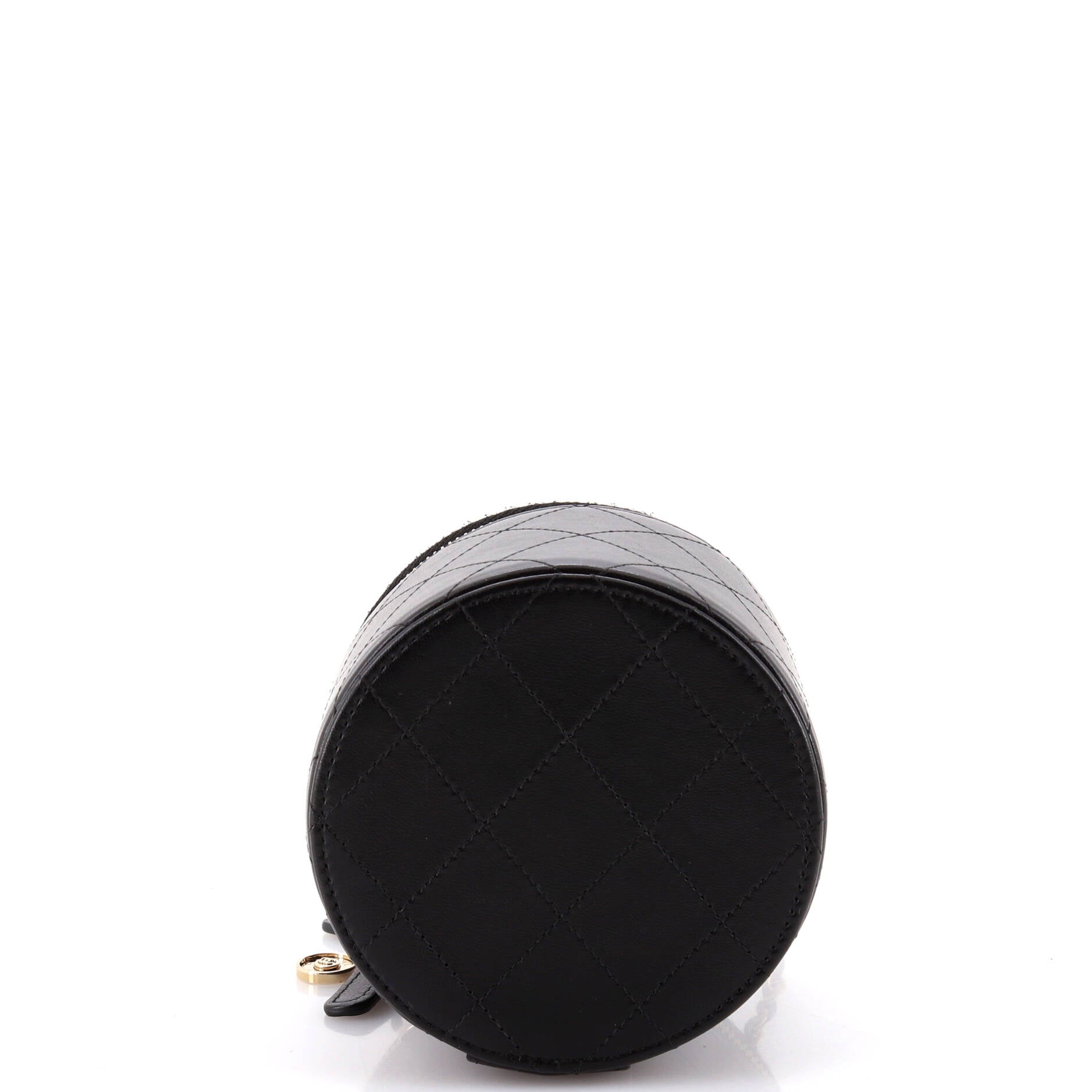 CC Round Vanity Case with Chain Quilted Lambskin Mini