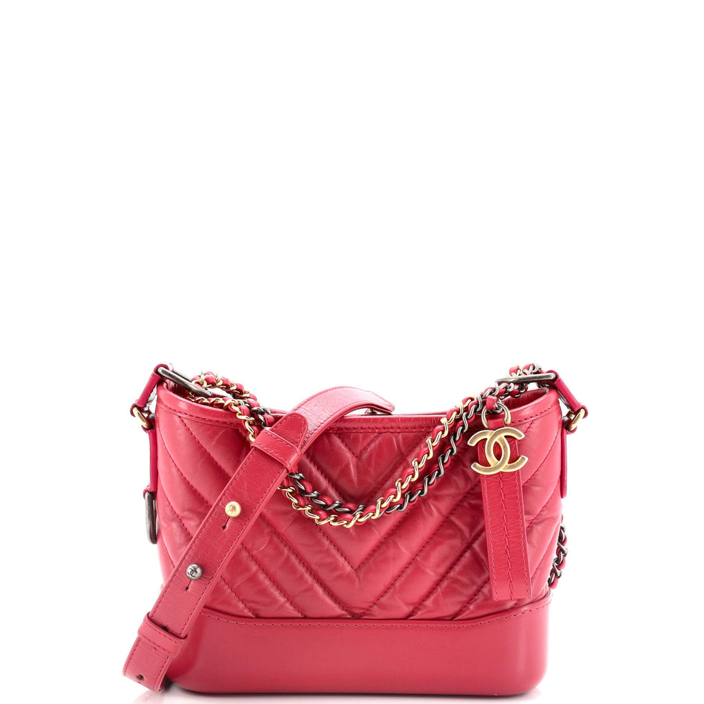 Gabrielle Hobo Chevron Aged Calfskin Small