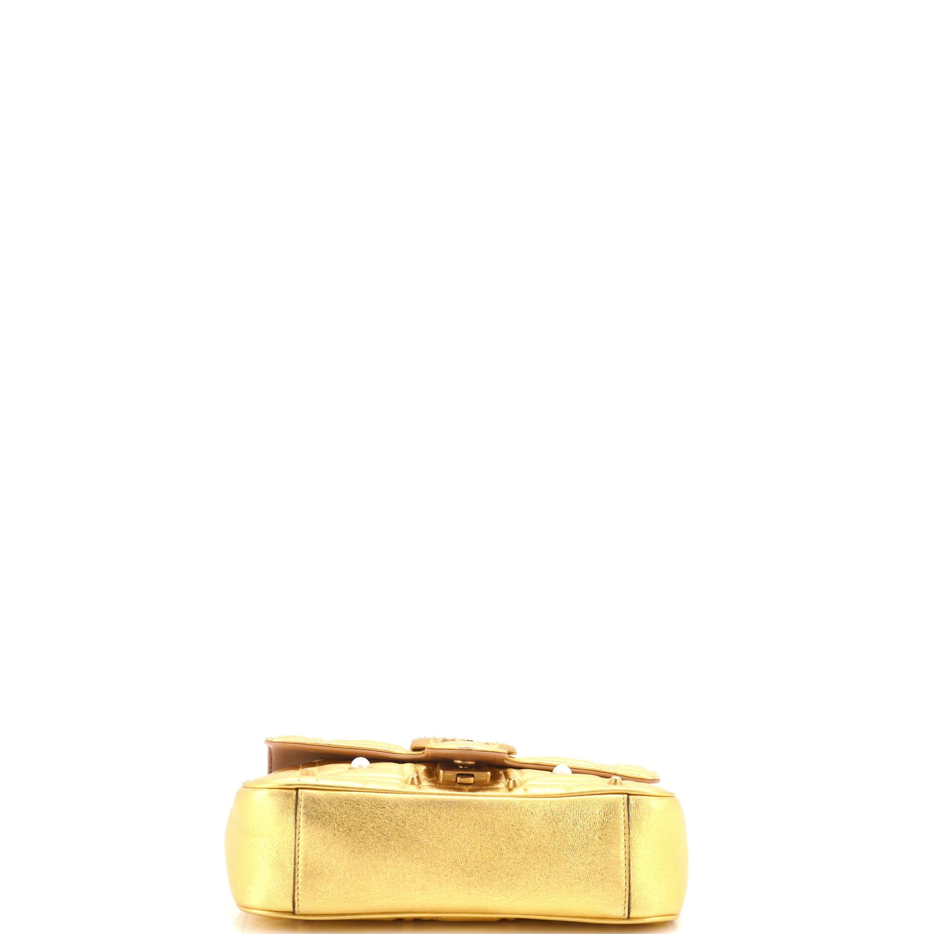 Pearly GG Marmont Flap Bag Embellished Matelasse Leather Mini