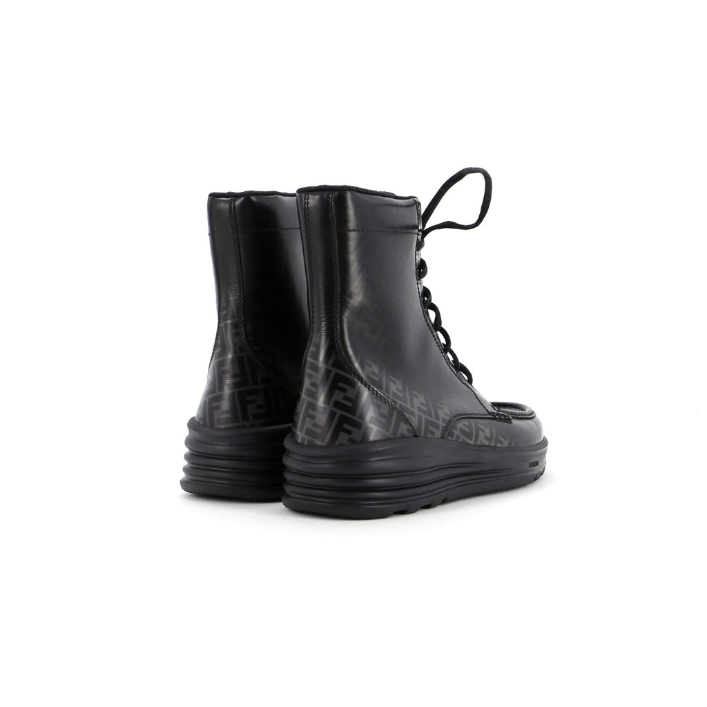 Men's Faded FF Lace Up Ankle Boots Leather