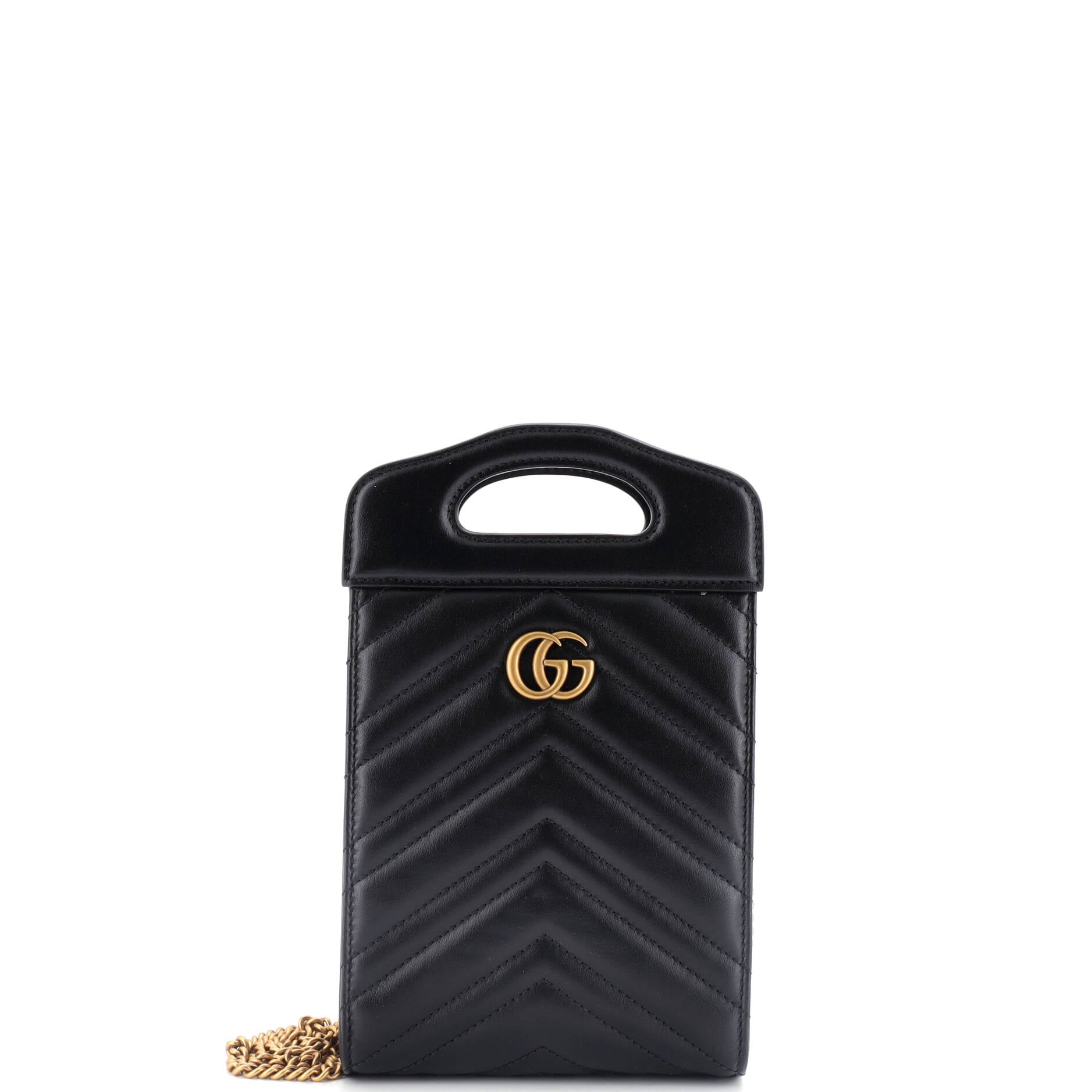 GG Marmont Top Handle Convertible Chain Tote Matelasse Leather Mini