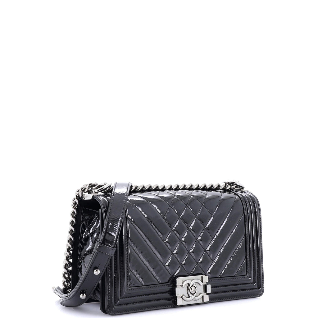 Boy Flap Bag Chevron Patent Old Medium