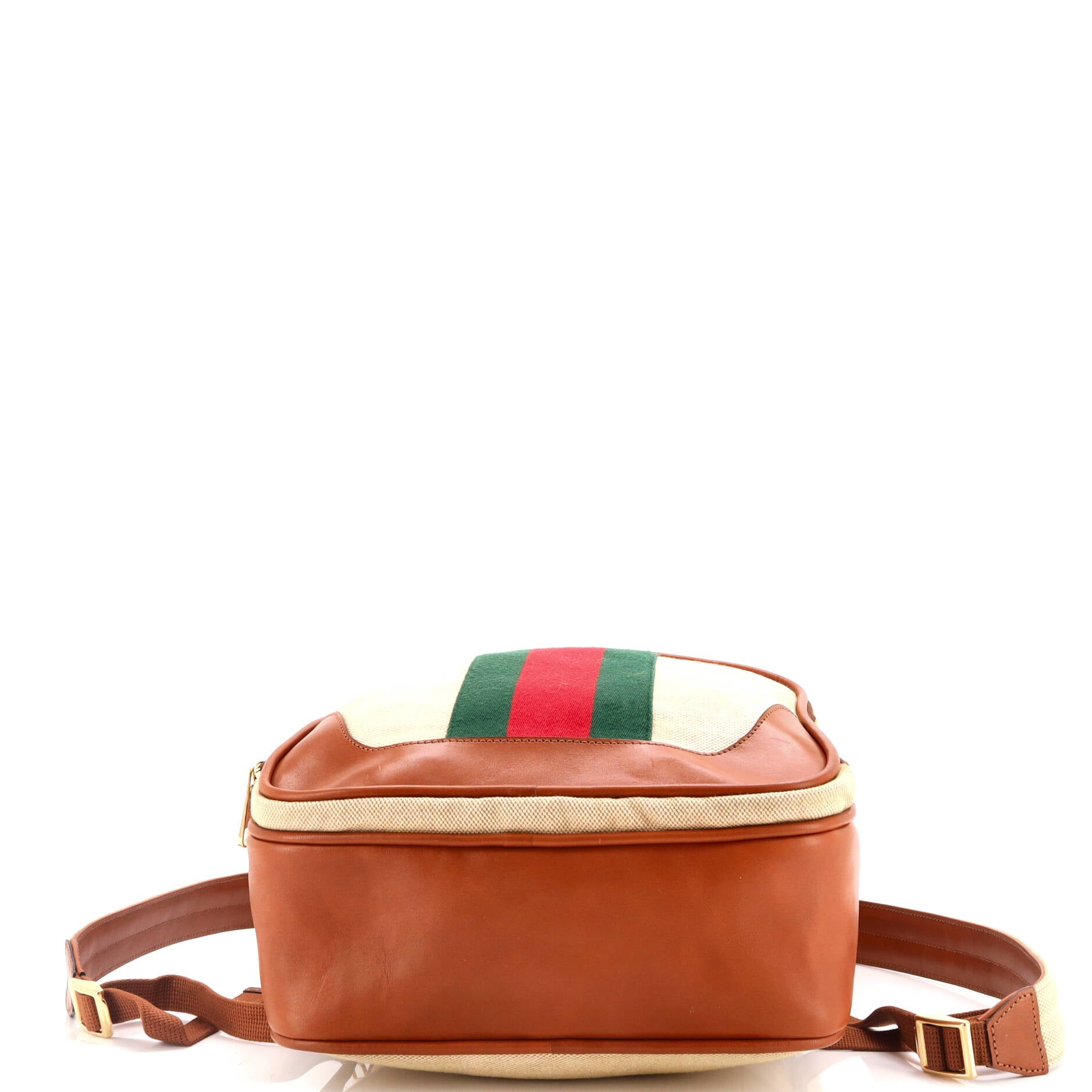 Front Pocket Backpack Vintage Web Canvas with Leather Medium
