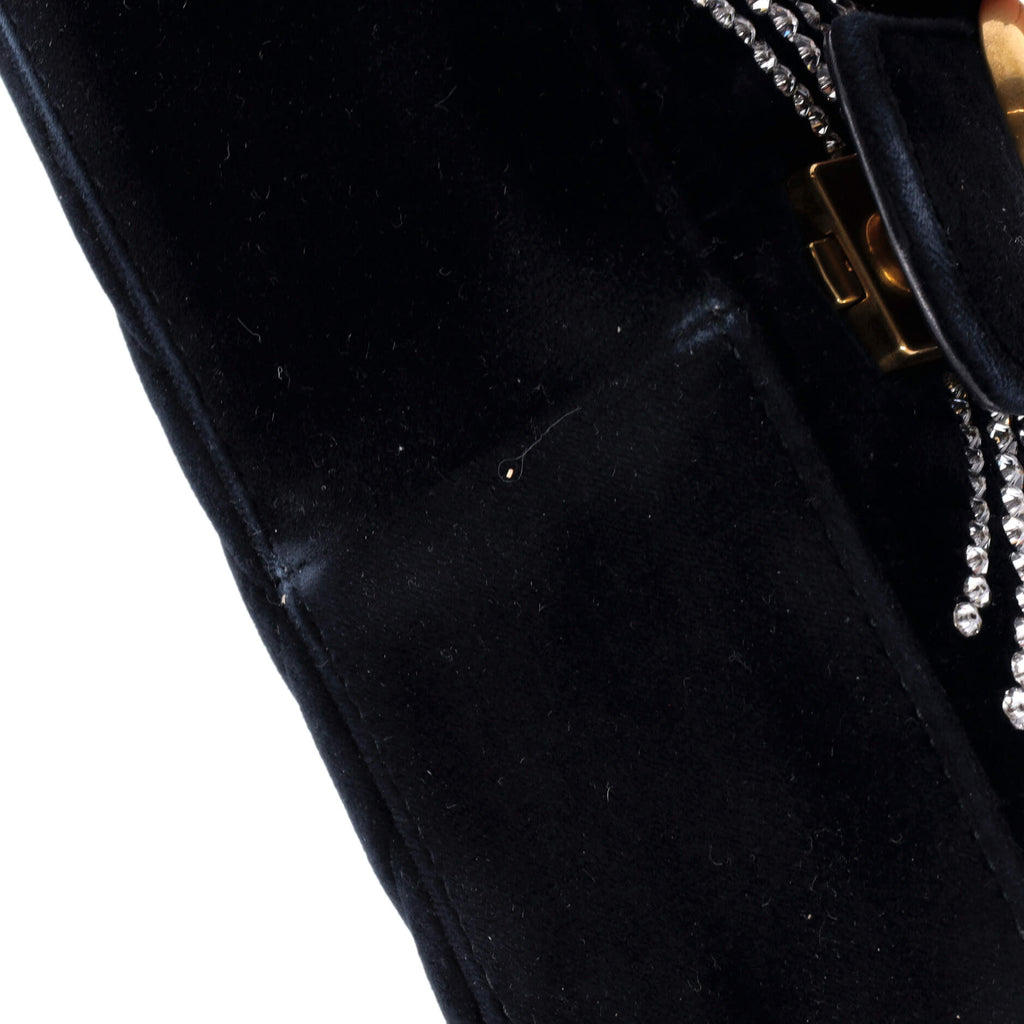 GG Marmont Flap Bag Crystal Embellished Matelasse Velvet Medium