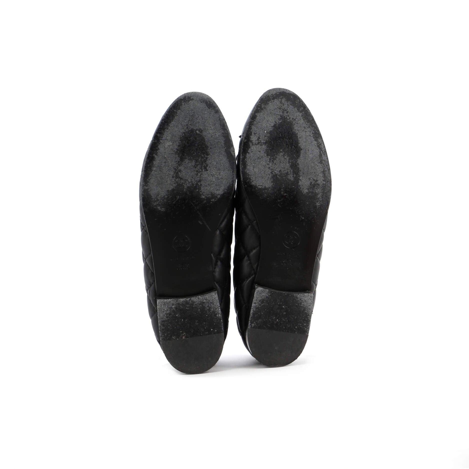 Women's CC Cap Toe Bow Ballerina Flats Quilted Leather