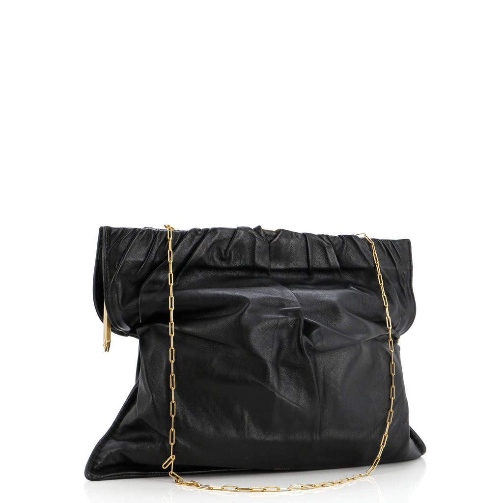 Clasp Ruched Flap Bag Leather Medium