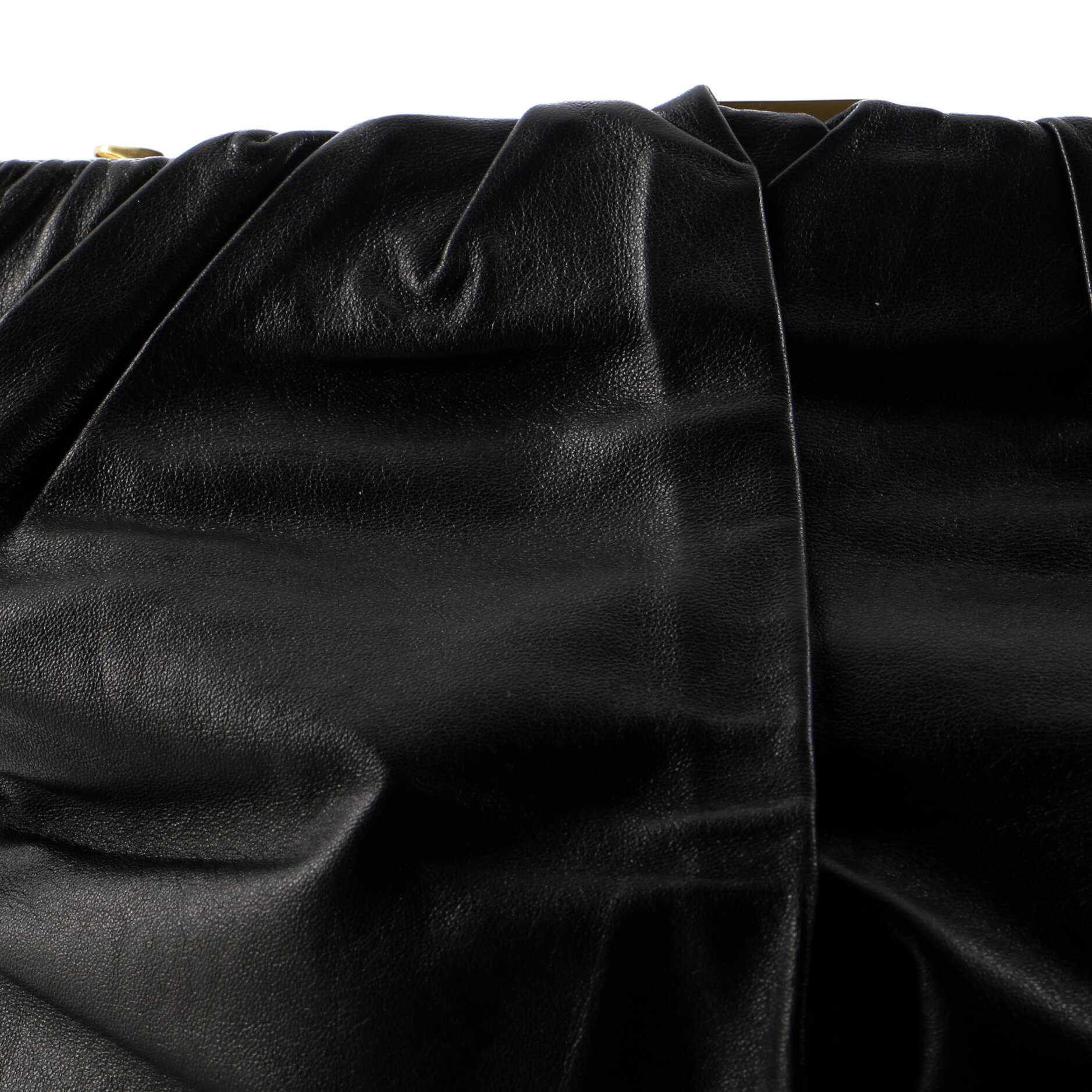 Clasp Ruched Flap Bag Leather Medium