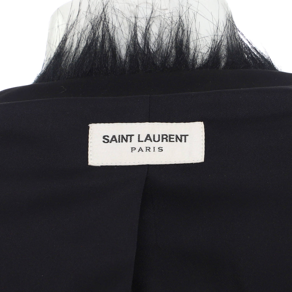 Women's Contrast Trim Collarless Jacket Faux Fur
