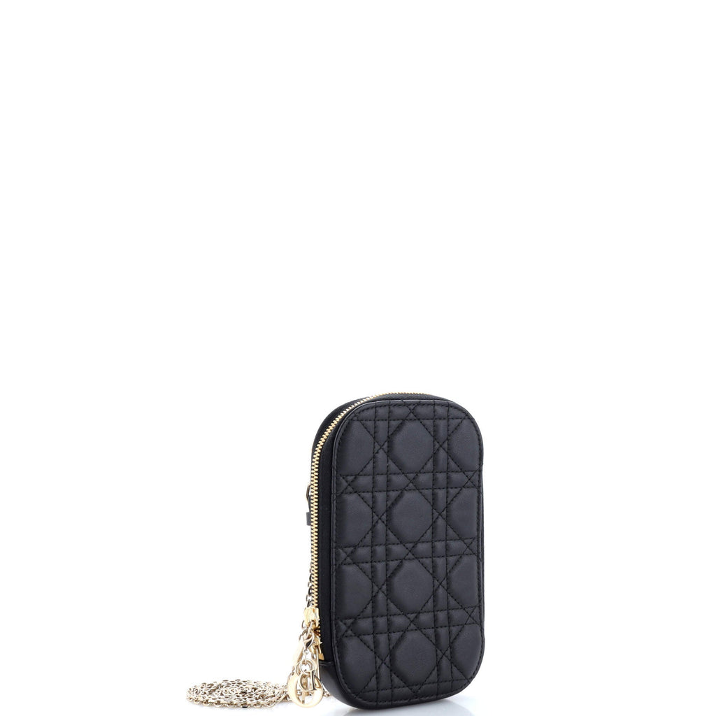 Lady Dior Phone Holder on Chain Cannage Quilt Lambskin