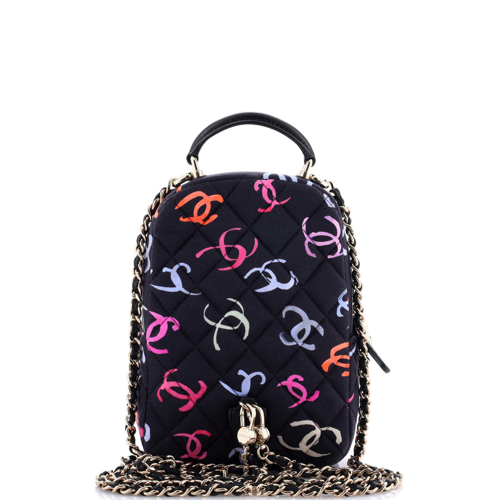 Classic CC Chain Pocket Backpack Quilted CC Printed Fabric Mini
