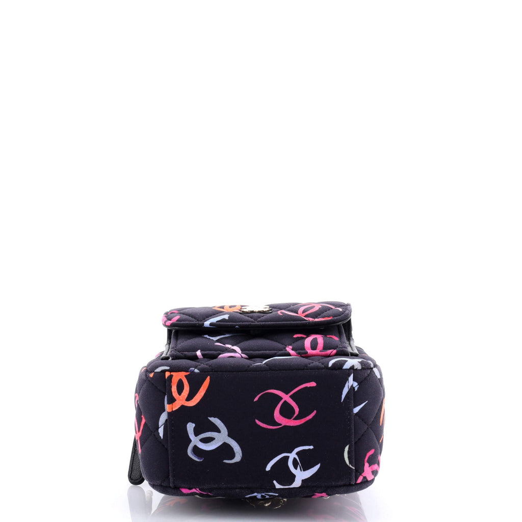 Classic CC Chain Pocket Backpack Quilted CC Printed Fabric Mini