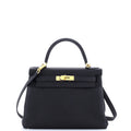 Kelly Handbag Noir Togo with Gold Hardware 28