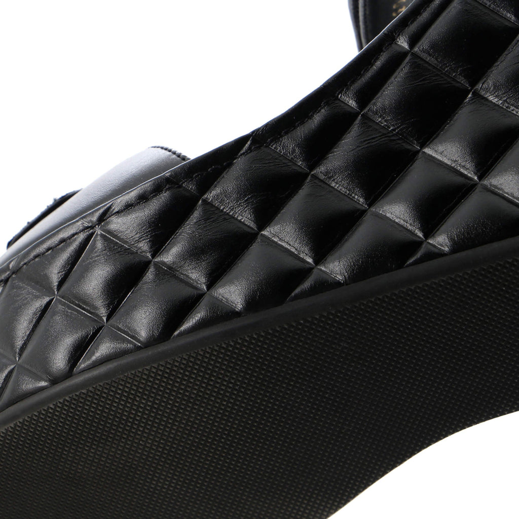 Women's Logo Velcro Strap Wedge Sandals Quilted Leather