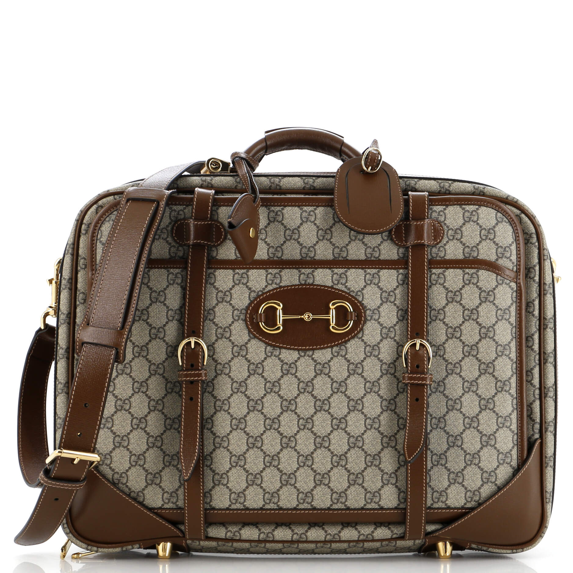 Horsebit 1955 Convertible Travel Bag GG Coated Canvas with Leather Large