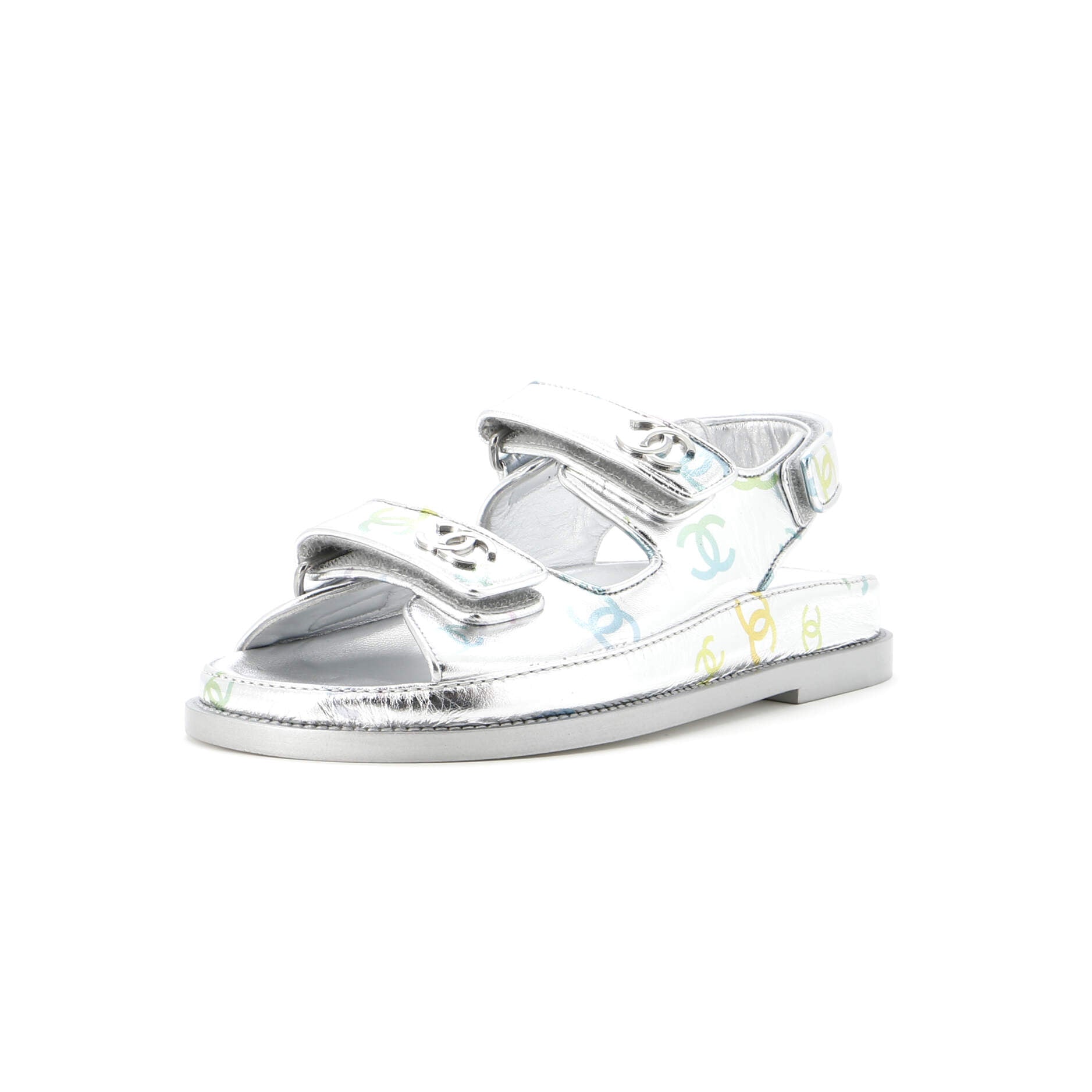 Women's Velcro Dad Sandals Printed Laminated Leather