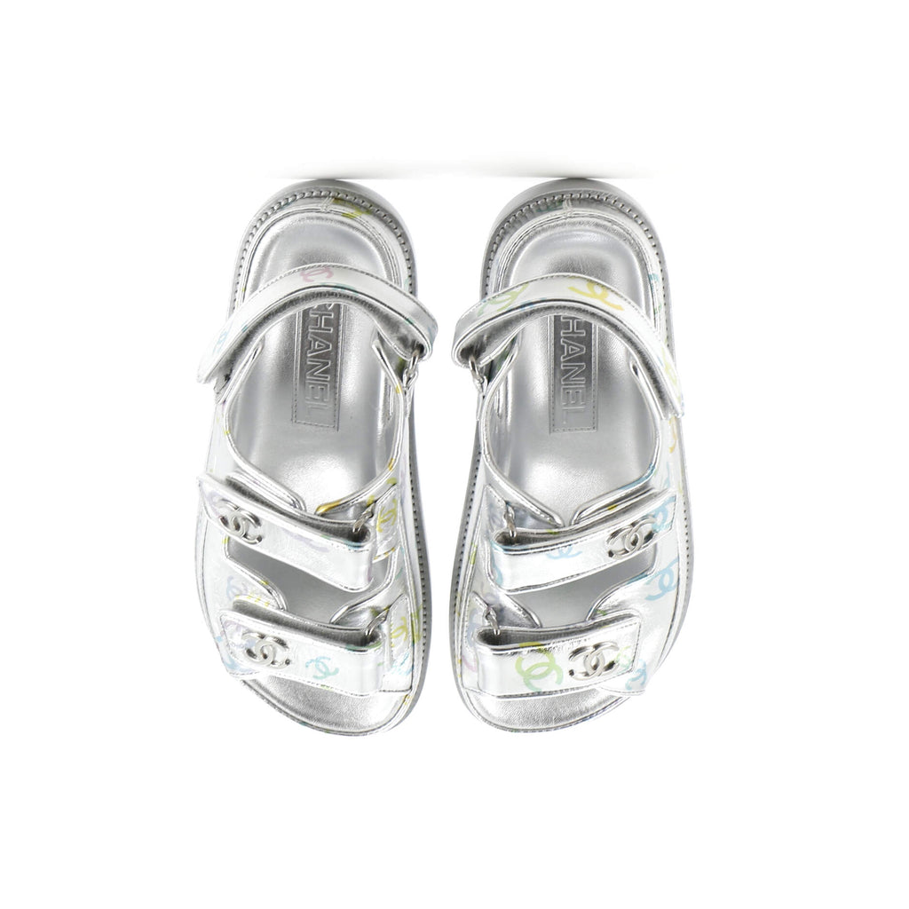 Women's Velcro Dad Sandals Printed Laminated Leather