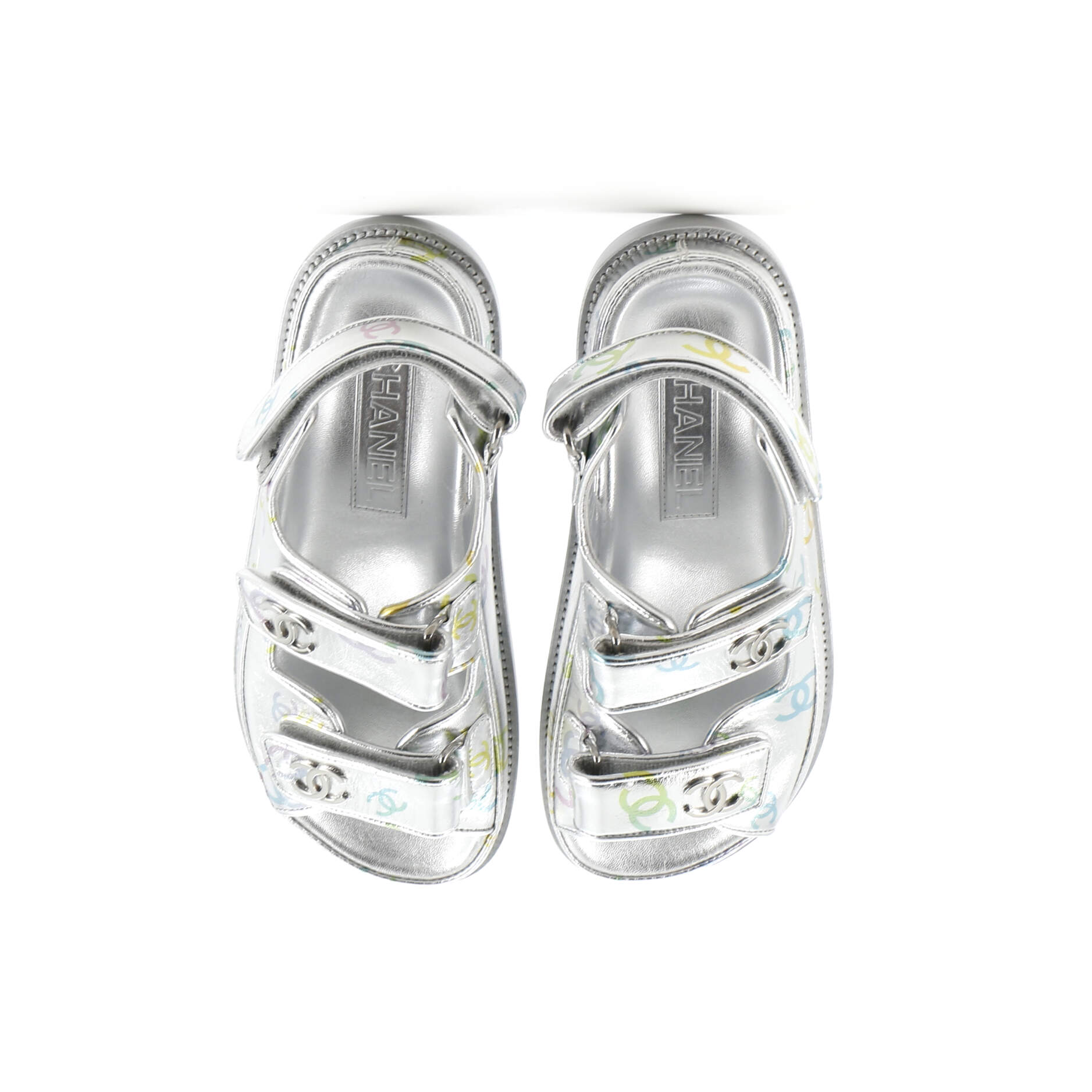 Women's Velcro Dad Sandals Printed Laminated Leather