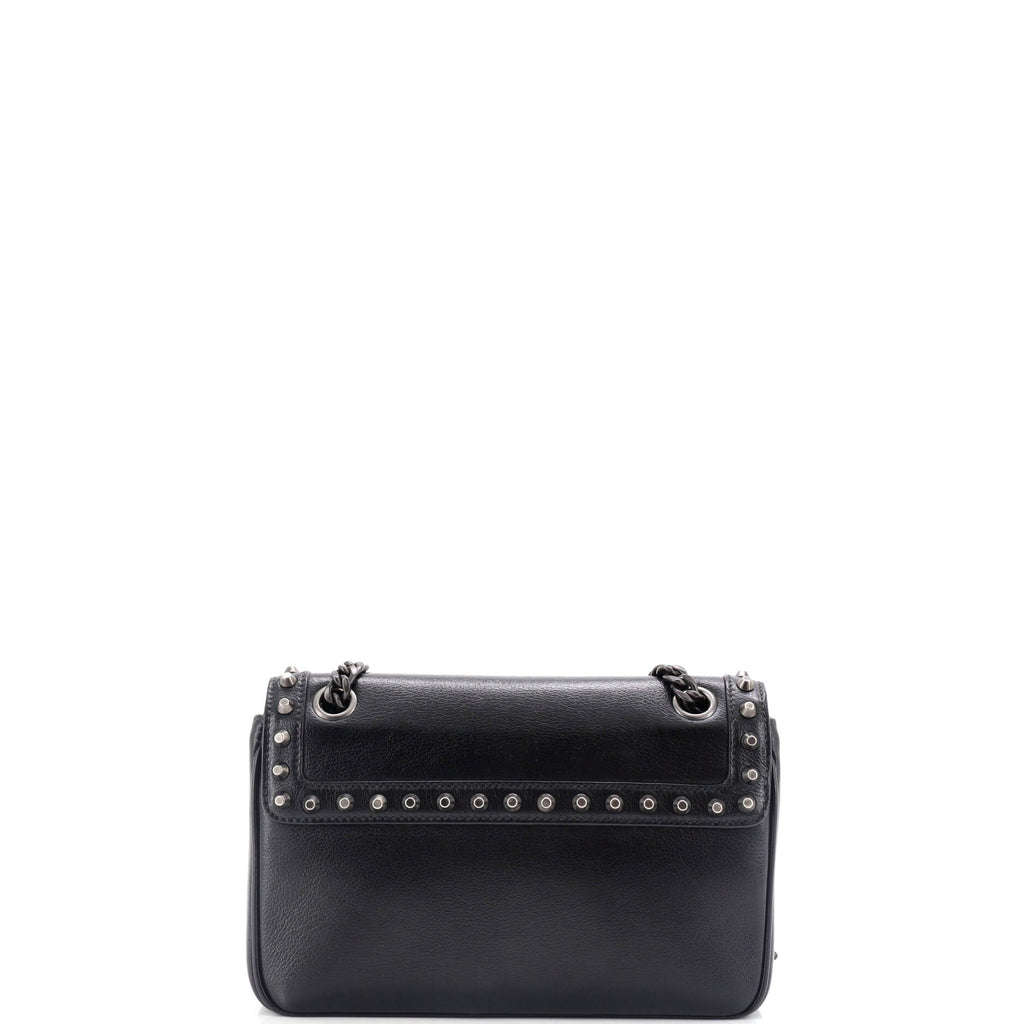Chain Flap Bag Studded Glazed Calfskin Medium