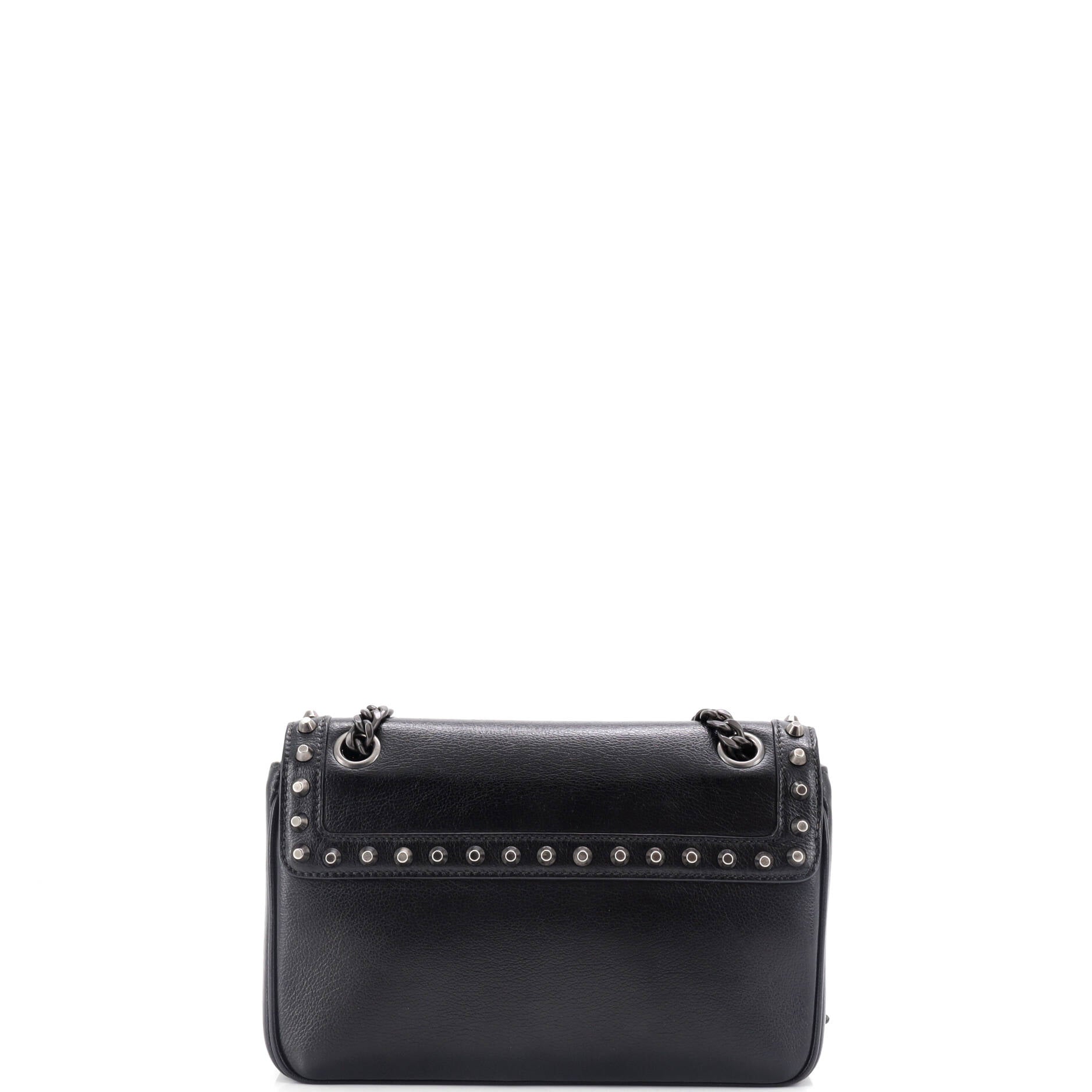 Chain Flap Bag Studded Glazed Calfskin Medium